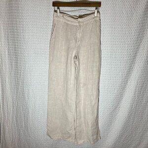 YFB Young Fabulous and‎ Broke Tan Linen Blend Wide Leg Fly Waist Pants Size M